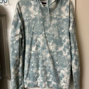 Original Use Men's Blue and White Tie-Dye Crewneck Hoodie